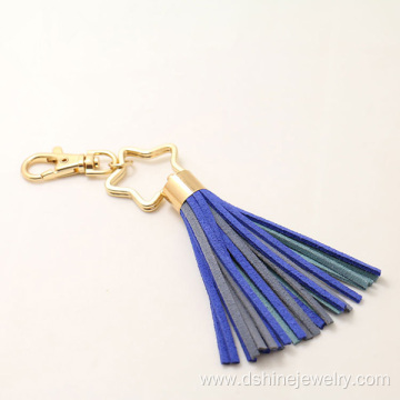 Colorful South Korea Velvet Fringe Keychain With Star Charm